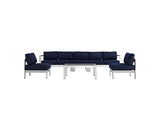 EEI-2565-SLV-NAV Shore 6 Piece Outdoor Patio Aluminum Sectional Sofa Set By Modway
