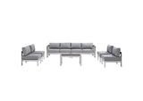 EEI-2566-SLV-GRY Shore 7 Piece Outdoor Patio Sectional Sofa Set By Modway