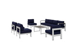 EEI-2566-SLV-NAV Shore 7 Piece Outdoor Patio Sectional Sofa Set By Modway