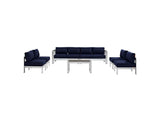 EEI-2566-SLV-NAV Shore 7 Piece Outdoor Patio Sectional Sofa Set By Modway
