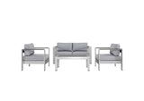 EEI-2567-SLV-GRY Shore 4 Piece Outdoor Patio Aluminum Sectional Sofa Set By Modway