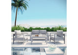 EEI-2568-SLV-GRY Shore 6 Piece Outdoor Patio Aluminum Sectional Sofa Set By Modway