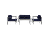 EEI-2568-SLV-NAV Shore 6 Piece Outdoor Patio Aluminum Sectional Sofa Set By Modway