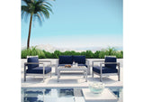 EEI-2568-SLV-NAV Shore 6 Piece Outdoor Patio Aluminum Sectional Sofa Set By Modway