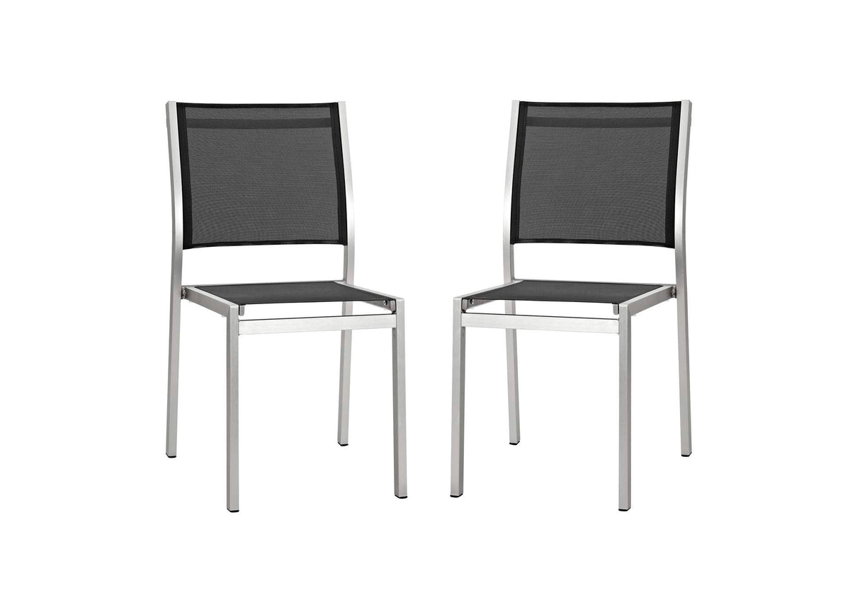 EEI-2585-SLV-BLK-SET Shore Outdoor Patio Aluminum Side Chair Set Of 2 By Modway