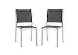 EEI-2585-SLV-BLK-SET Shore Outdoor Patio Aluminum Side Chair Set Of 2 By Modway