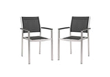 EEI-2586-SLV-BLK-SET Shore Outdoor Patio Aluminum Dining Chair Set Of 2 By Modway