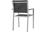 EEI-2586-SLV-BLK-SET Shore Outdoor Patio Aluminum Dining Chair Set Of 2 By Modway