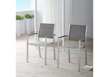 EEI-2586-SLV-GRY-SET Shore Outdoor Patio Aluminum Dining Chair Set Of 2 By Modway