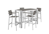 EEI-2588-SLV-GRY-SET Shore 5 Piece Outdoor Patio Aluminum Dining Set By Modway