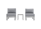 EEI-2598-SLV-GRY Shore 3 Piece Outdoor Patio Aluminum Sectional Sofa Set By Modway