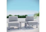 EEI-2598-SLV-GRY Shore 3 Piece Outdoor Patio Aluminum Sectional Sofa Set By Modway