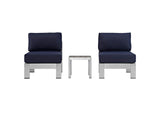 EEI-2598-SLV-NAV Shore 3 Piece Outdoor Patio Aluminum Sectional Sofa Set By Modway