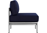 EEI-2598-SLV-NAV Shore 3 Piece Outdoor Patio Aluminum Sectional Sofa Set By Modway