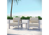 EEI-2599-SLV-BEI Shore 3 Piece Outdoor Patio Aluminum Set By Modway