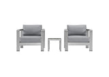 EEI-2599-SLV-GRY Shore 3 Piece Outdoor Patio Aluminum Set By Modway