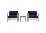EEI-2599-SLV-NAV Shore 3 Piece Outdoor Patio Aluminum Set By Modway