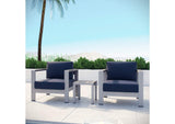 EEI-2599-SLV-NAV Shore 3 Piece Outdoor Patio Aluminum Set By Modway