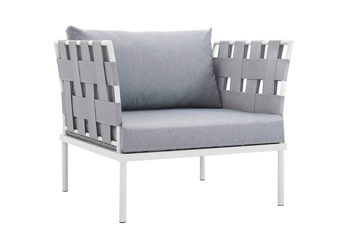 EEI-2602-WHI-GRY Harmony Outdoor Patio Aluminum Armchair By Modway