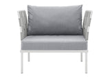 EEI-2602-WHI-GRY Harmony Outdoor Patio Aluminum Armchair By Modway