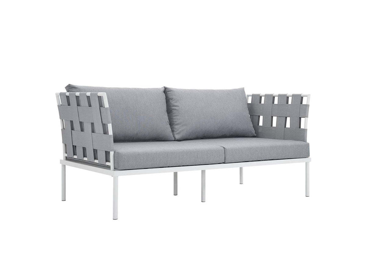 EEI-2603-WHI-GRY Harmony Outdoor Patio Aluminum Loveseat By Modway