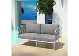 EEI-2603-WHI-GRY Harmony Outdoor Patio Aluminum Loveseat By Modway