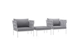 EEI-2618-WHI-GRY-SET Harmony 3 Piece Outdoor Patio Aluminum Sectional Sofa Set By Modway