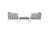 EEI-2618-WHI-GRY-SET Harmony 3 Piece Outdoor Patio Aluminum Sectional Sofa Set By Modway