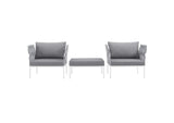 EEI-2618-WHI-GRY-SET Harmony 3 Piece Outdoor Patio Aluminum Sectional Sofa Set By Modway