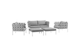 EEI-2621-WHI-GRY-SET Harmony 5 Piece Outdoor Patio Aluminum Sectional Sofa Set By Modway