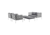 EEI-2621-WHI-GRY-SET Harmony 5 Piece Outdoor Patio Aluminum Sectional Sofa Set By Modway