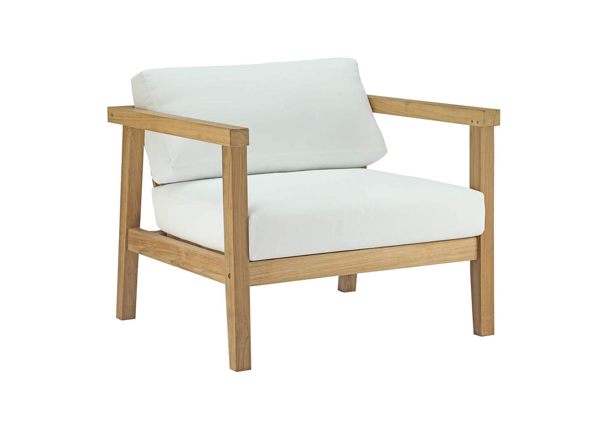 EEI-2695-NAT-WHI Bayport Outdoor Patio Teak Armchair By Modway