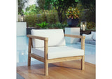 EEI-2695-NAT-WHI Bayport Outdoor Patio Teak Armchair By Modway