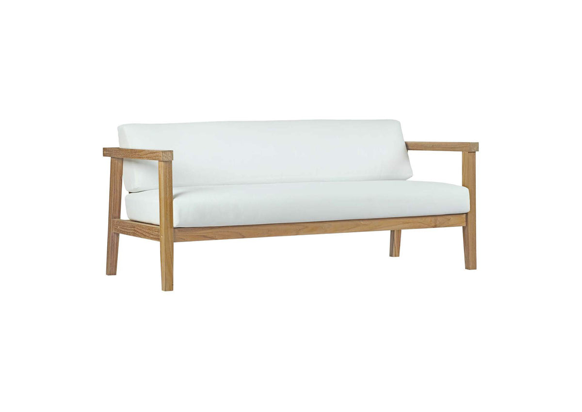 EEI-2696-NAT-WHI Bayport Outdoor Patio Teak Sofa By Modway