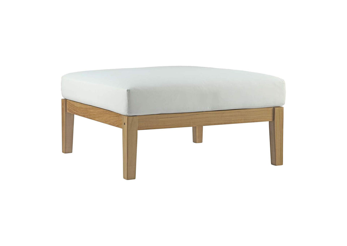 EEI-2698-NAT-WHI Bayport Outdoor Patio Teak Ottoman By Modway