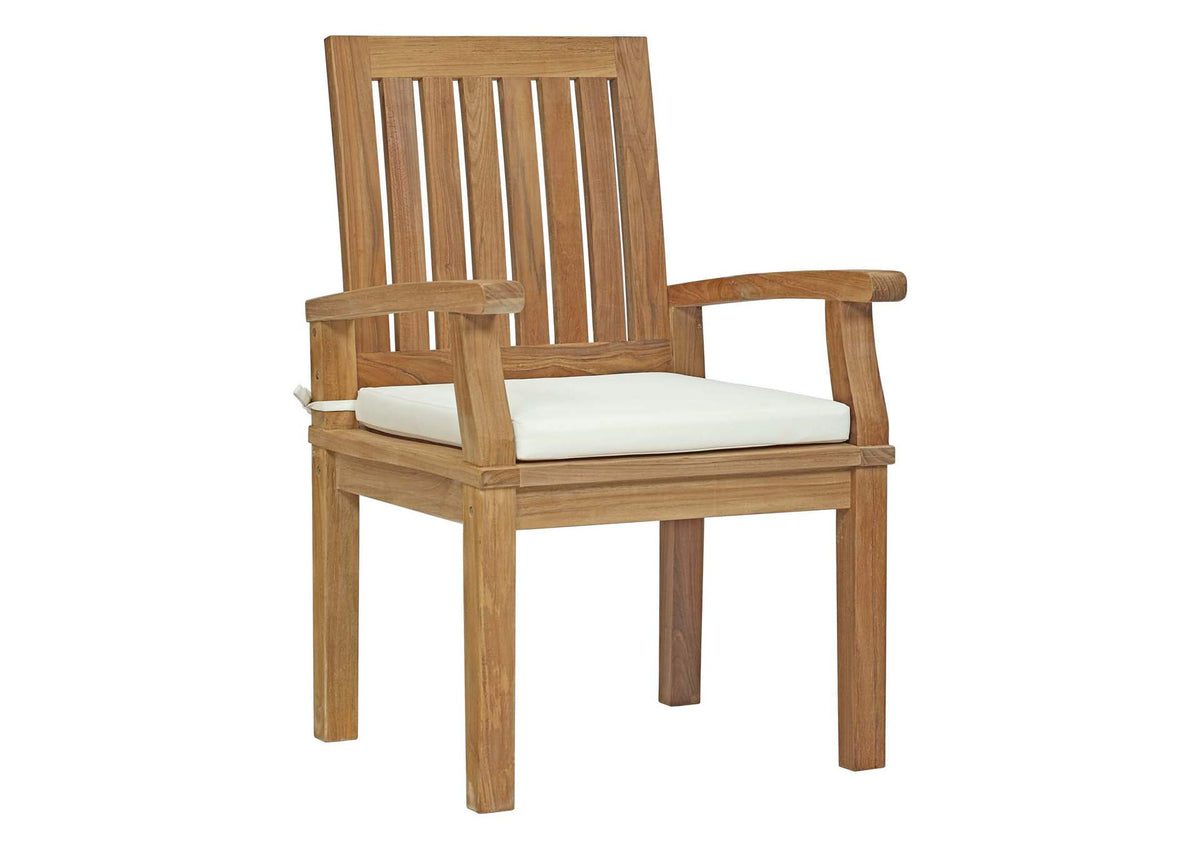 EEI-2701-NAT-WHI Marina Outdoor Patio Teak Dining Chair By Modway