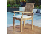 EEI-2701-NAT-WHI Marina Outdoor Patio Teak Dining Chair By Modway