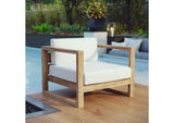 EEI-2706-NAT-WHI Upland Outdoor Patio Teak Armchair By Modway
