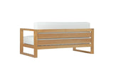 EEI-2707-NAT-WHI Upland Outdoor Patio Teak Sofa By Modway
