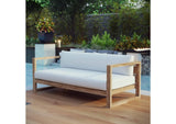 EEI-2707-NAT-WHI Upland Outdoor Patio Teak Sofa By Modway
