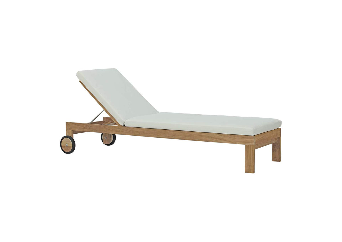EEI-2711-NAT-WHI Upland Outdoor Patio Teak Chaise By Modway