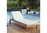 EEI-2711-NAT-WHI Upland Outdoor Patio Teak Chaise By Modway