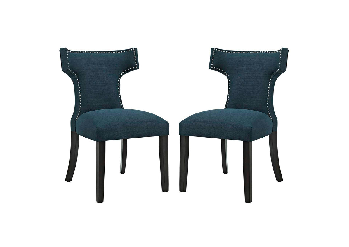 EEI-2741-AZU-SET Curve Fabric Dining Side Chair Set Of 2 By Modway