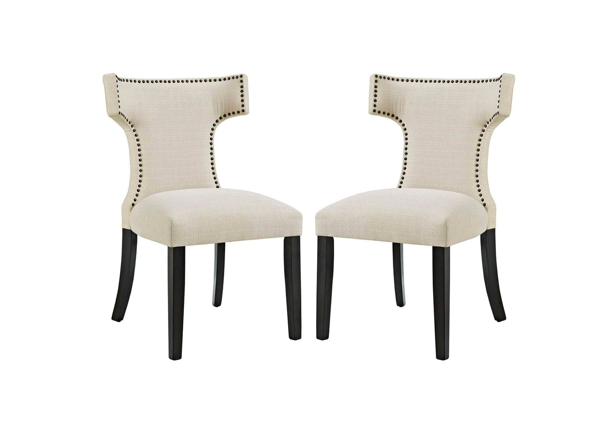 EEI-2741-BEI-SET Curve Fabric Dining Side Chair Set Of 2 By Modway
