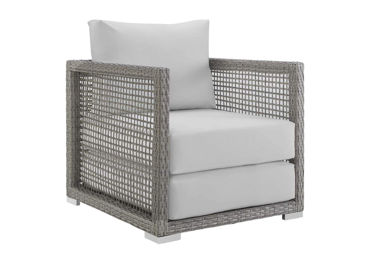 EEI-2918-GRY-WHI Aura Rattan Outdoor Patio Armchair By Modway