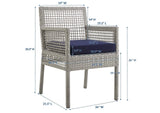 EEI-2920-GRY-NAV Aura Outdoor Patio Wicker Rattan Dining Armchair By Modway
