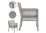 EEI-2920-GRY-WHI Aura Outdoor Patio Wicker Rattan Dining Armchair By Modway