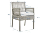 EEI-2920-GRY-WHI Aura Outdoor Patio Wicker Rattan Dining Armchair By Modway