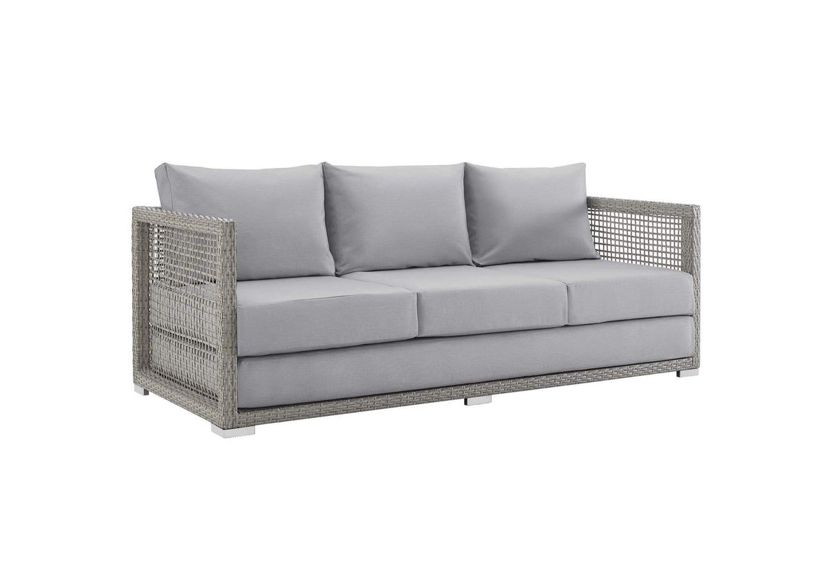 EEI-2923-GRY-GRY Aura Outdoor Patio Wicker Rattan Sofa By Modway