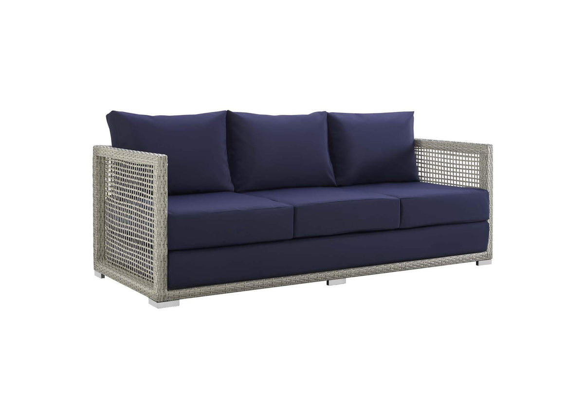 EEI-2923-GRY-NAV Aura Outdoor Patio Wicker Rattan Sofa By Modway